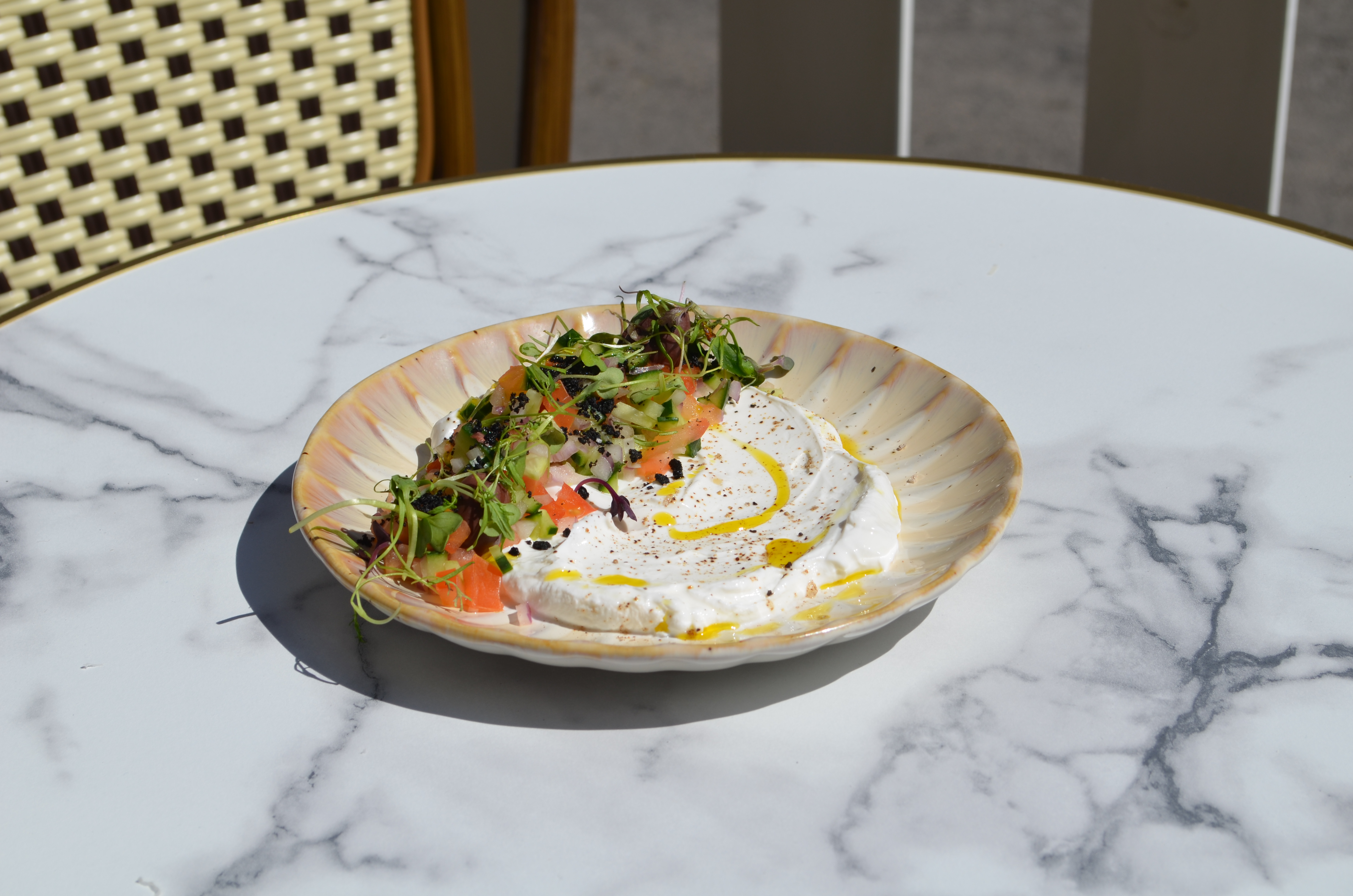 Labneh with salmon salad